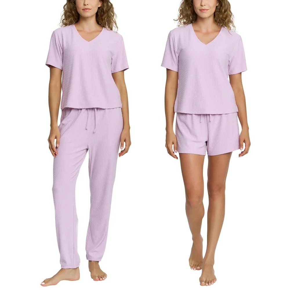 Honeydew Womens 3-Piece Lounge Set, Tee, Short, Jogger, Purple, Size Small, NWOT